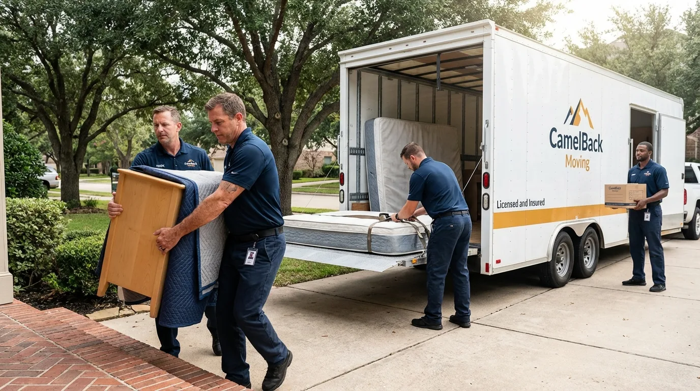 Crew loading residential truck for cross-state move from Bremen, IN