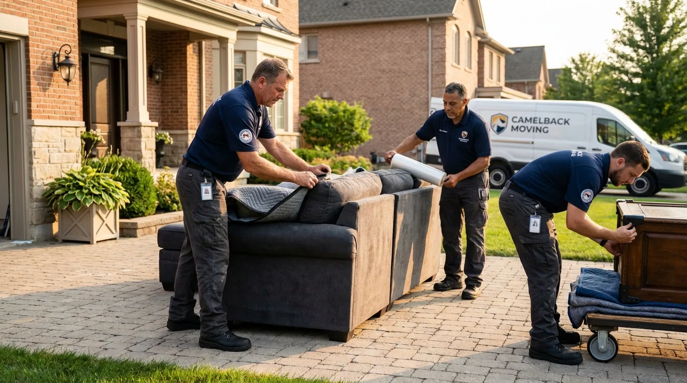 Large estate moving crew wrapping furniture in Bremen, IN